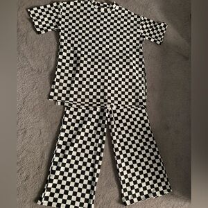Dressed in LALA Black and white checkered matching outfit